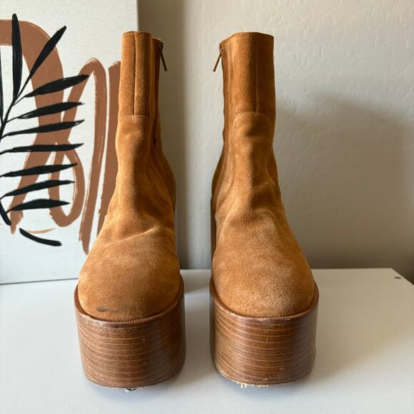 Simon Miller High Raid Platform Chunky Suede Leather Platform Brown Boot Size 38 - Picture 2 of 10